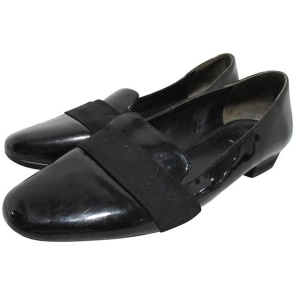 *Pour La Victoire Patent Black Sarina Square Toe Sip On Flats - Picture 1 of 7